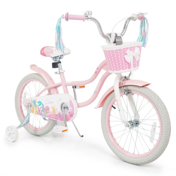 Gymax 18'' Kids Bike Toddler Bicycle w/ Training Wheels Hand & Coaster Brakes Pink