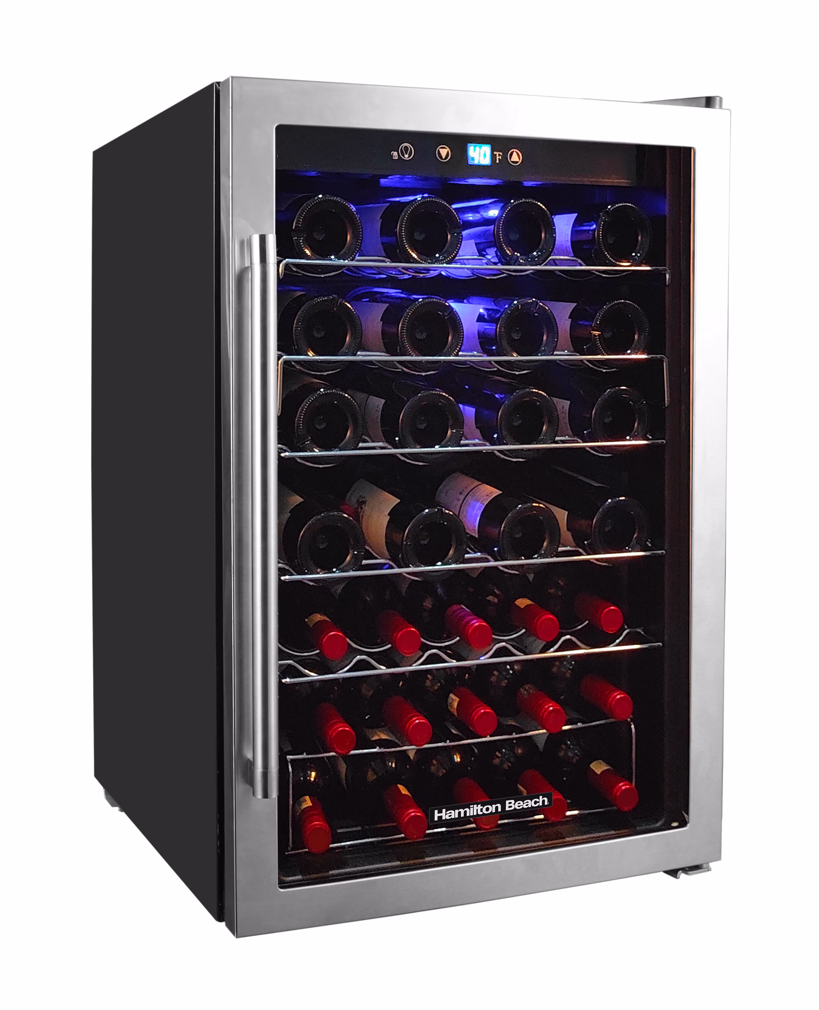 Hamilton Beach 22 Bottle Wine Fridge, 2.6 Cu. ft. Wine Refrigerator with Glass Door and Touch Controls, Black - Image 4