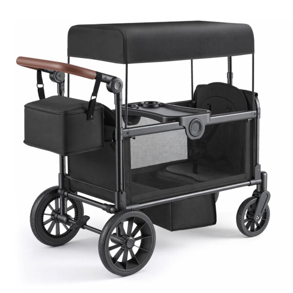 HARPPA Wagon Stroller for 2 Kids with 5-Point Harness, Bench Seat, Outdoor Toddler Stroller, Black