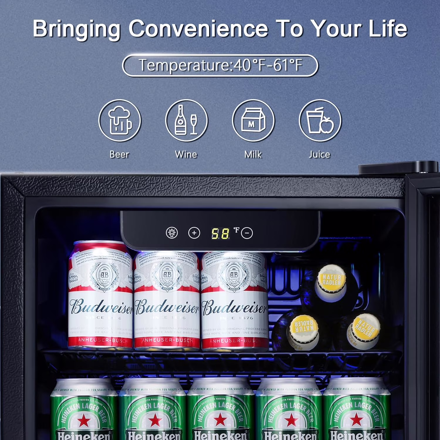 Havato 1.7 cu.ft 16 Bottle Wine Cellar, 67 Cans Beverage Refrigerator w/ Glass Door & Adjustable Removable Shelves, Black - Image 2