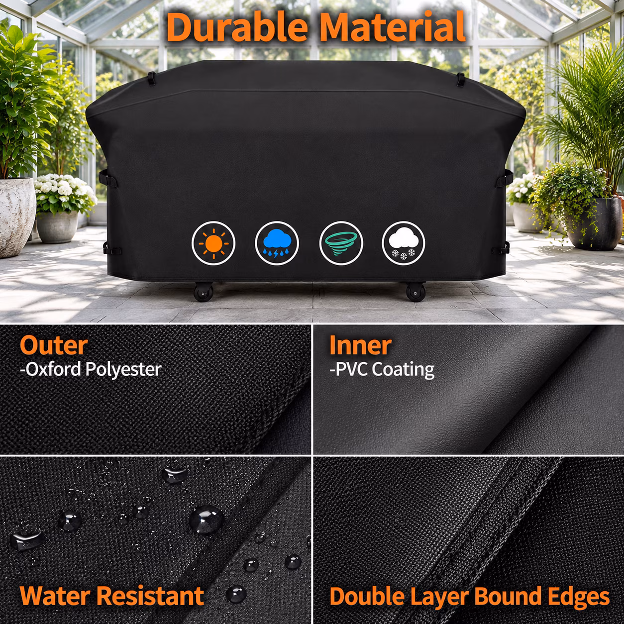 Heavy Duty 600D Polyester Grill Cover for Flatrock 3 Zone, Compatible with Traeger 33-inch and Blackstone 28-inch Grills - Image 5