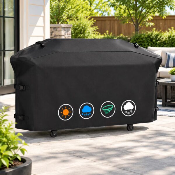 Heavy Duty 600D Polyester Grill Cover for Flatrock 3 Zone, Compatible with Traeger 33-inch and Blackstone 28-inch Grills