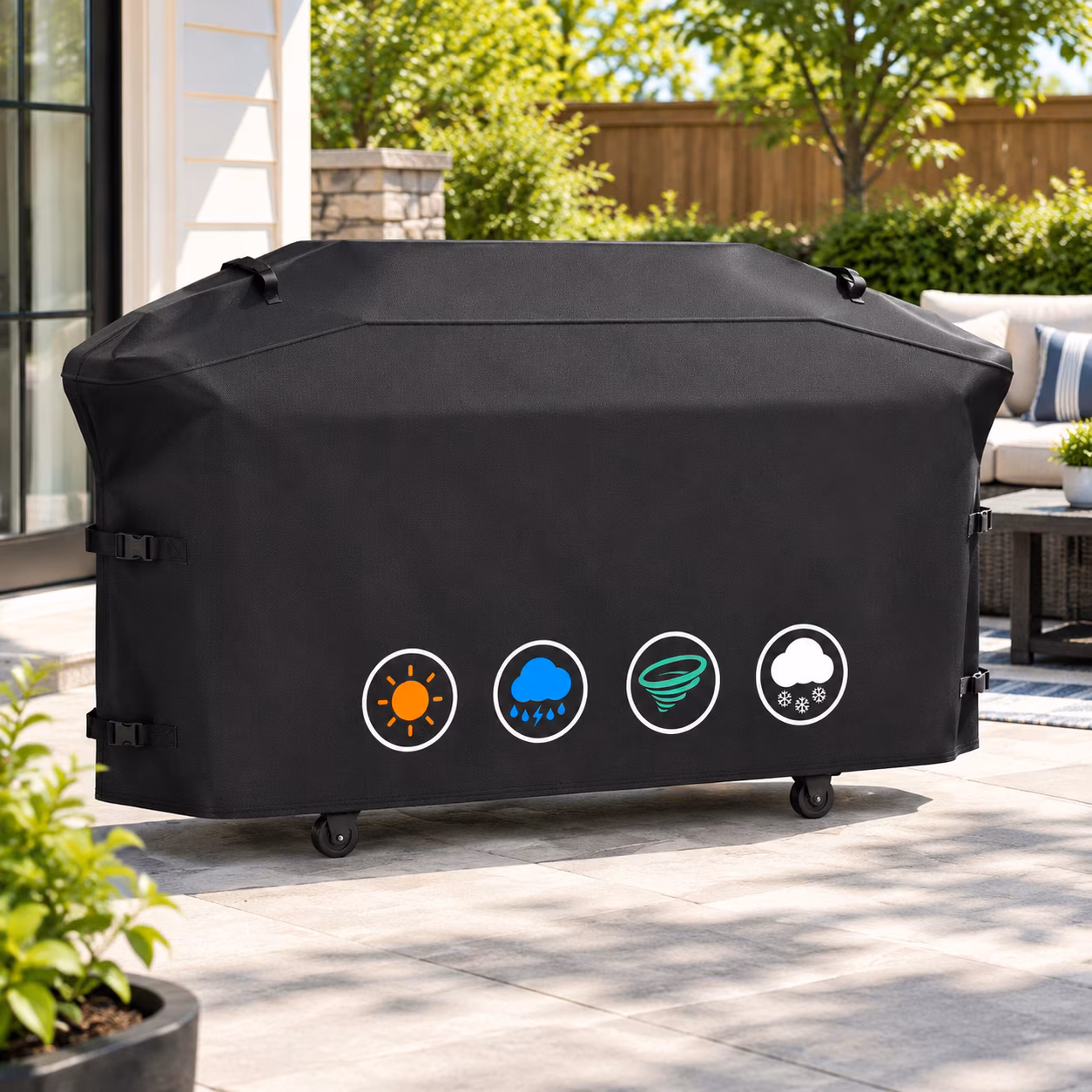 Heavy Duty 600D Polyester Grill Cover for Flatrock 3 Zone, Compatible with Traeger 33-inch and Blackstone 28-inch Grills