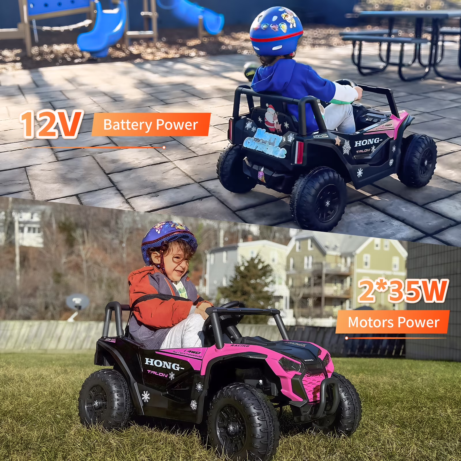 HEIMILI 12V Kids Ride On UTV,Ride on Car Toy w/Remote Control,Electric Off-Road UTV Truck,Remote w/ LED Lights MP&Music Bluetooth USB for Kids,Boys and Girls Aged 3-6 Years (Pink) - Image 4