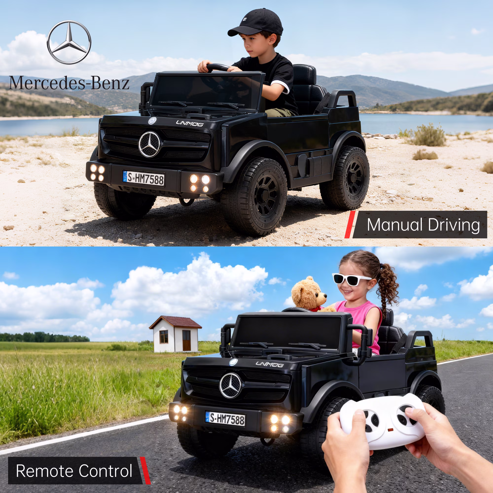 HEIMILI 12V Ride on Toys Electric Car,Licensed Mercedes-Benz Unimog w/Parent Remote Control,Age for 1-4 Boys,Girls,Kids,Black - Image 4