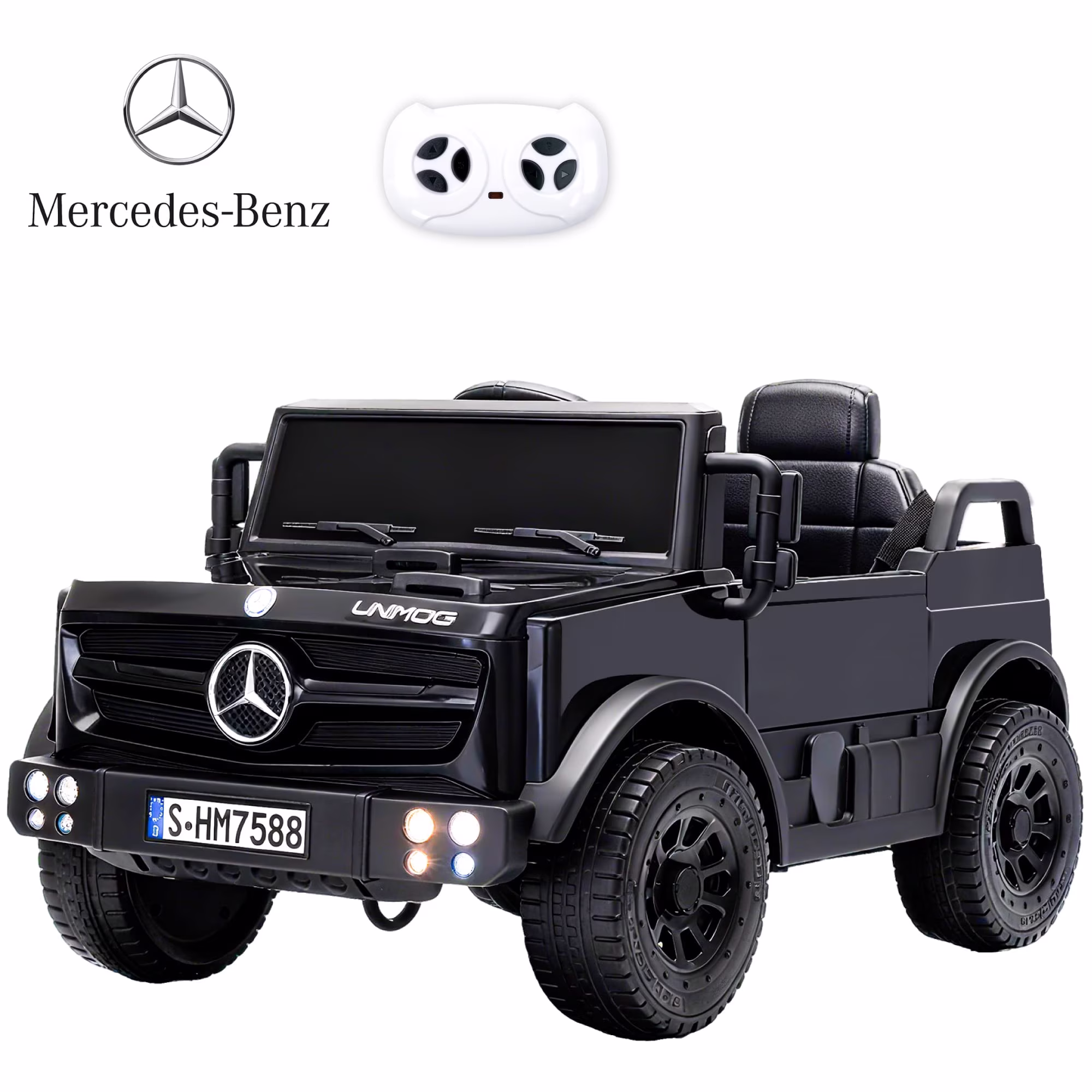 HEIMILI 12V Ride on Toys Electric Car,Licensed Mercedes-Benz Unimog w/Parent Remote Control,Age for 1-4 Boys,Girls,Kids,Black