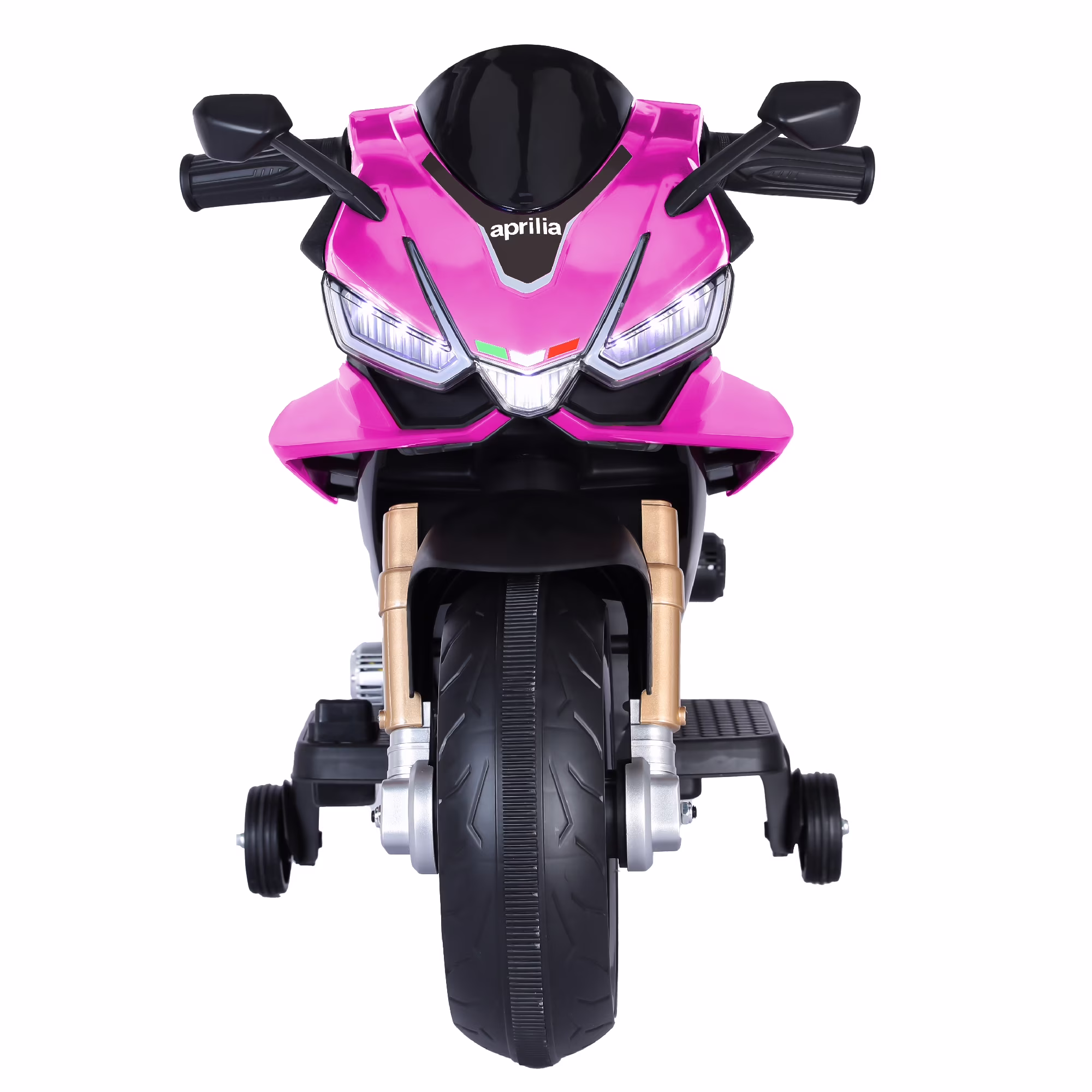 HEIMILI Girl Pink 12V Ride on Motorcycle Auxiliary Wheels Aprilia Motorbike 3mph for Kids w/Bluetooth LED Lights - Image 4