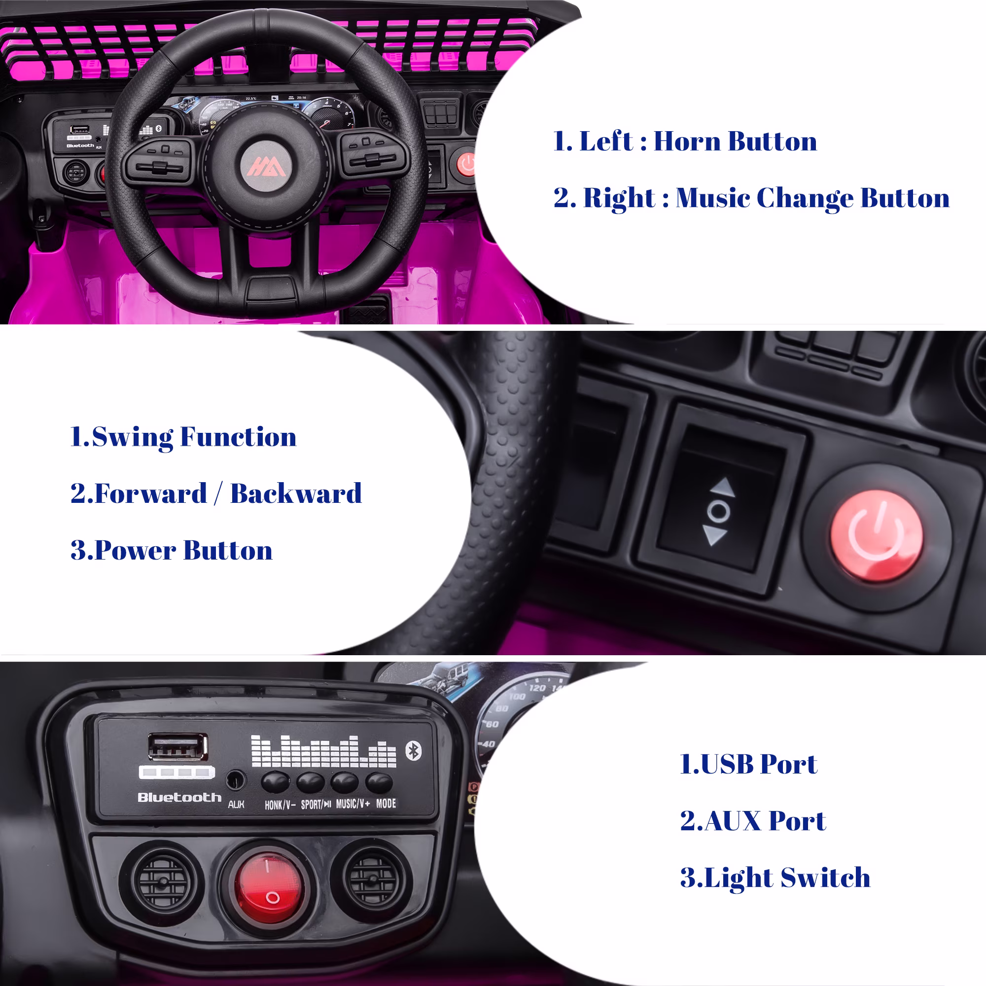HEIMILI Kids Electric Ride On Truck 12V Power Battery Car w/ Remote Control MP3 Bluetooth Music - Image 3
