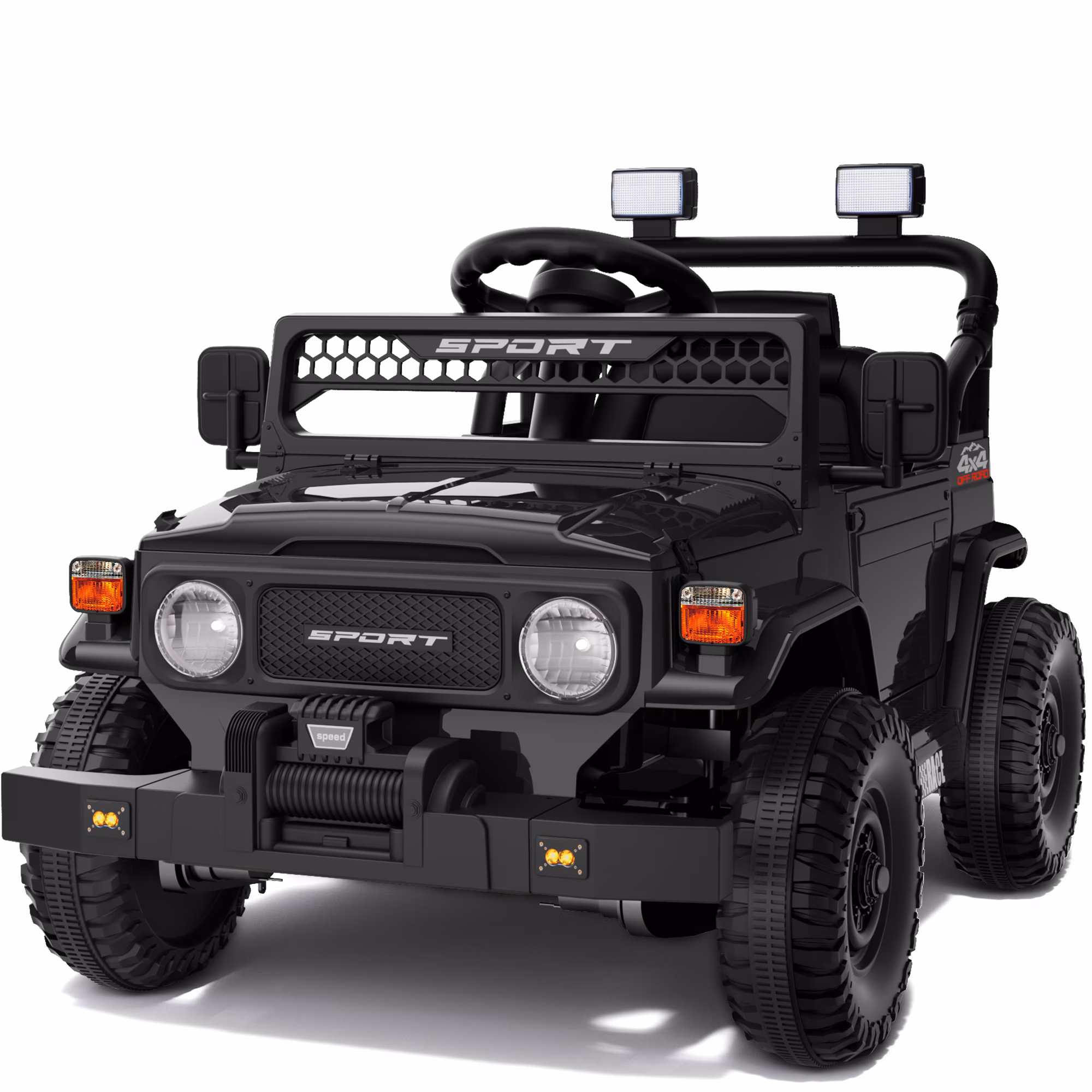 HHVEL 12V 7Ah Power-Wheels Jeep, Ride on Cars with Remote Control for Boys, 3 Speeds, Electric Cars for Kids 3-5, Spring Suspension, Bluetooth Music & LED Lights, Black - Image 2
