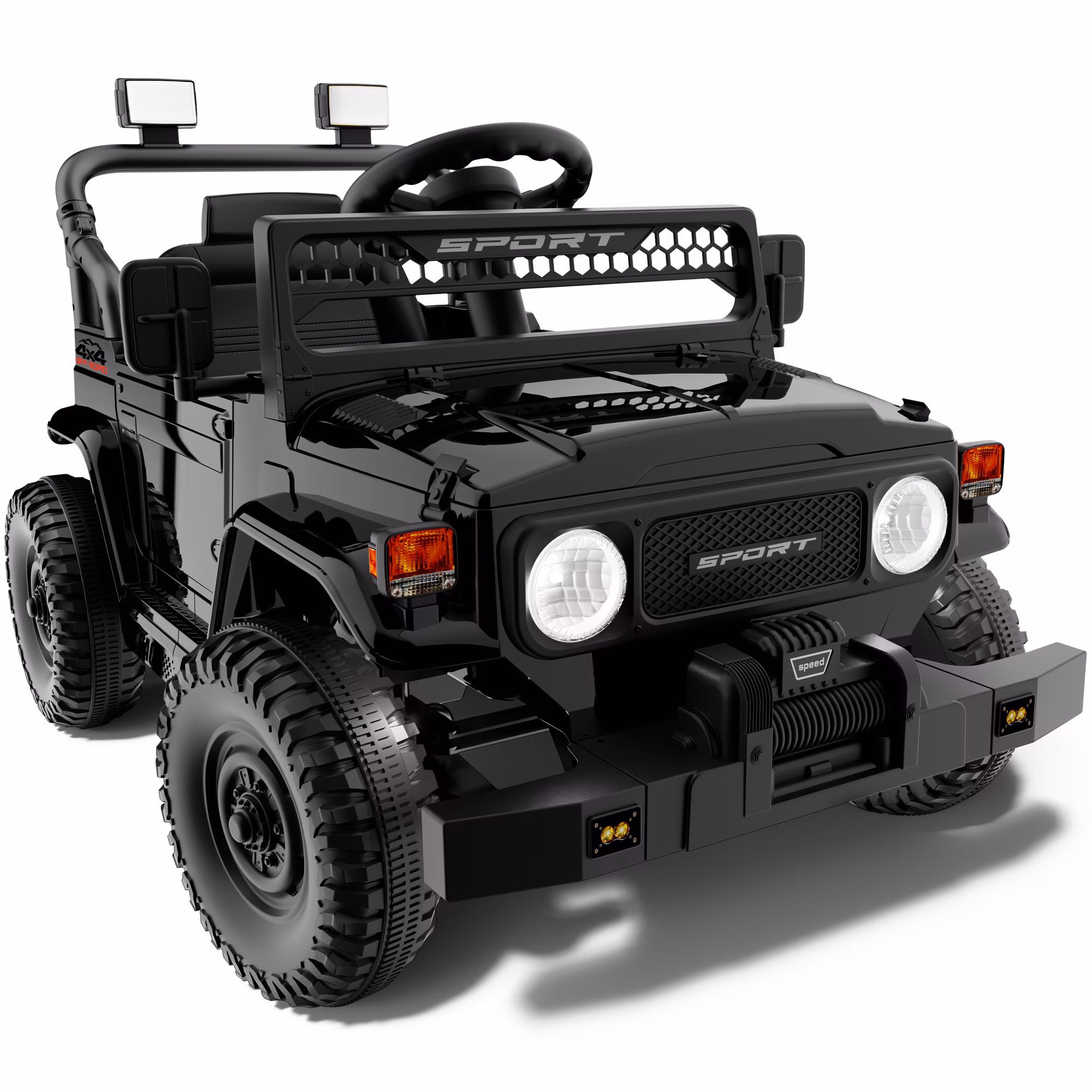 HHVEL 12V 7Ah Power-Wheels Jeep, Ride on Cars with Remote Control for Boys, 3 Speeds, Electric Cars for Kids 3-5, Spring Suspension, Bluetooth Music & LED Lights, Black - Image 5