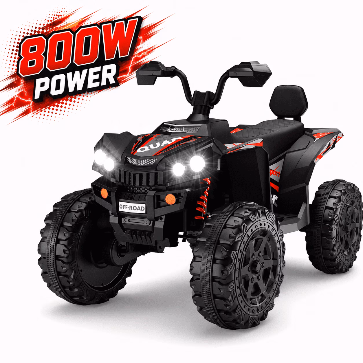 Hijoke 24V 4WD Kids Ride On ATV, 800W Electric 4-Wheeler with 2 Seats, Max 5 MPH, Ages 3-8, Blue