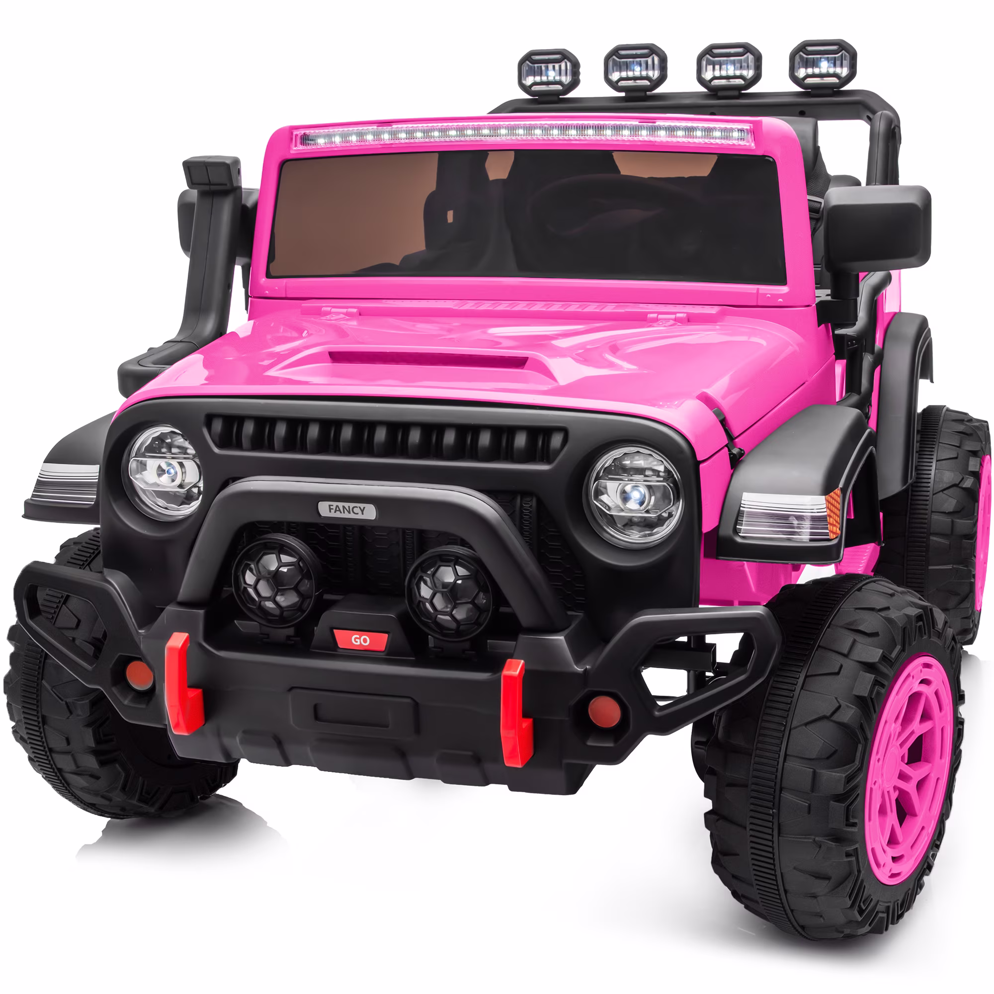 Hikiddo 2-Seater 24V Kids Ride-on-Car, 400W Electric Ride on Toy Car w/Remote, Bluetooth & LED Lights - Pink