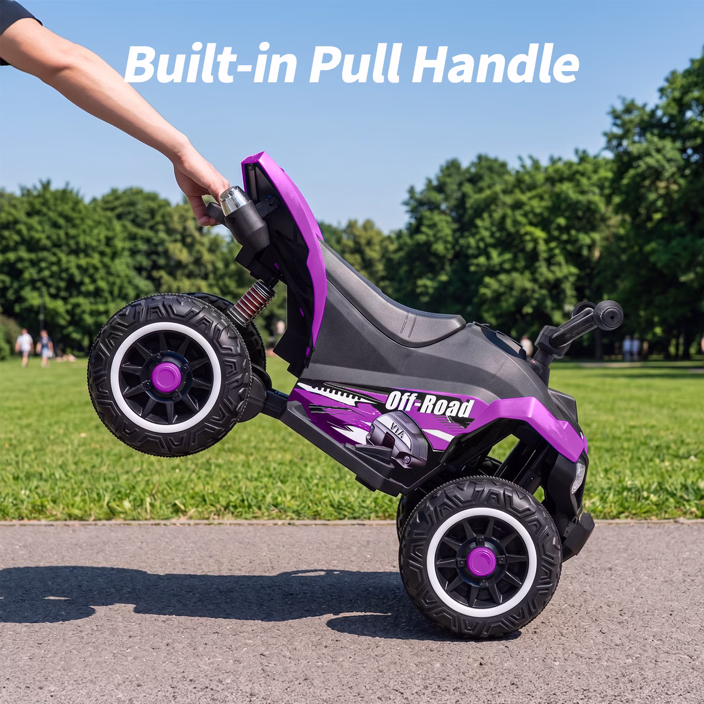 Hikiddo 24V ATV Kids 4 Wheeler, Spider Electric Four Wheeler for Kids Ride on Toy, 16" Extended Seat - Purple - Image 2