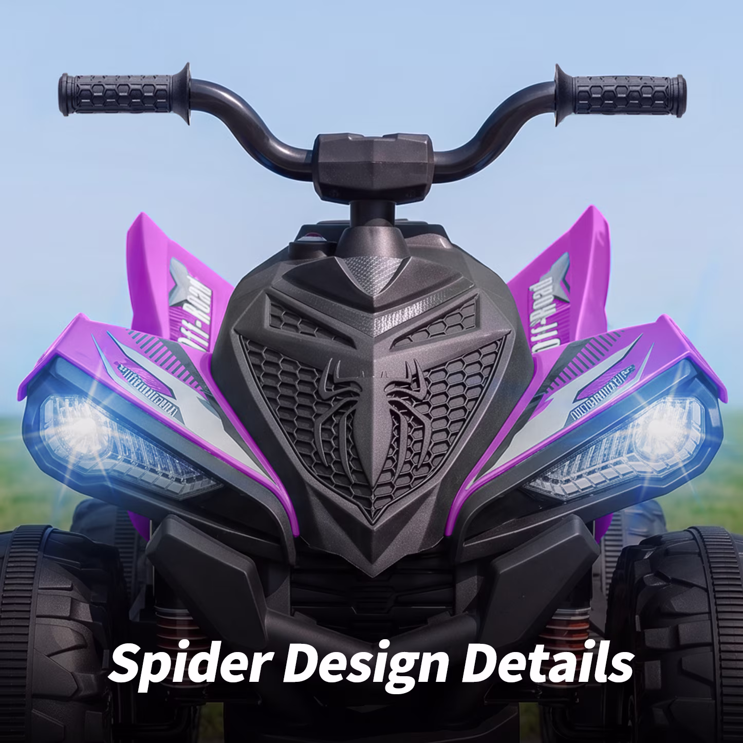 Hikiddo 24V ATV Kids 4 Wheeler, Spider Electric Four Wheeler for Kids Ride on Toy, 16" Extended Seat - Purple - Image 4