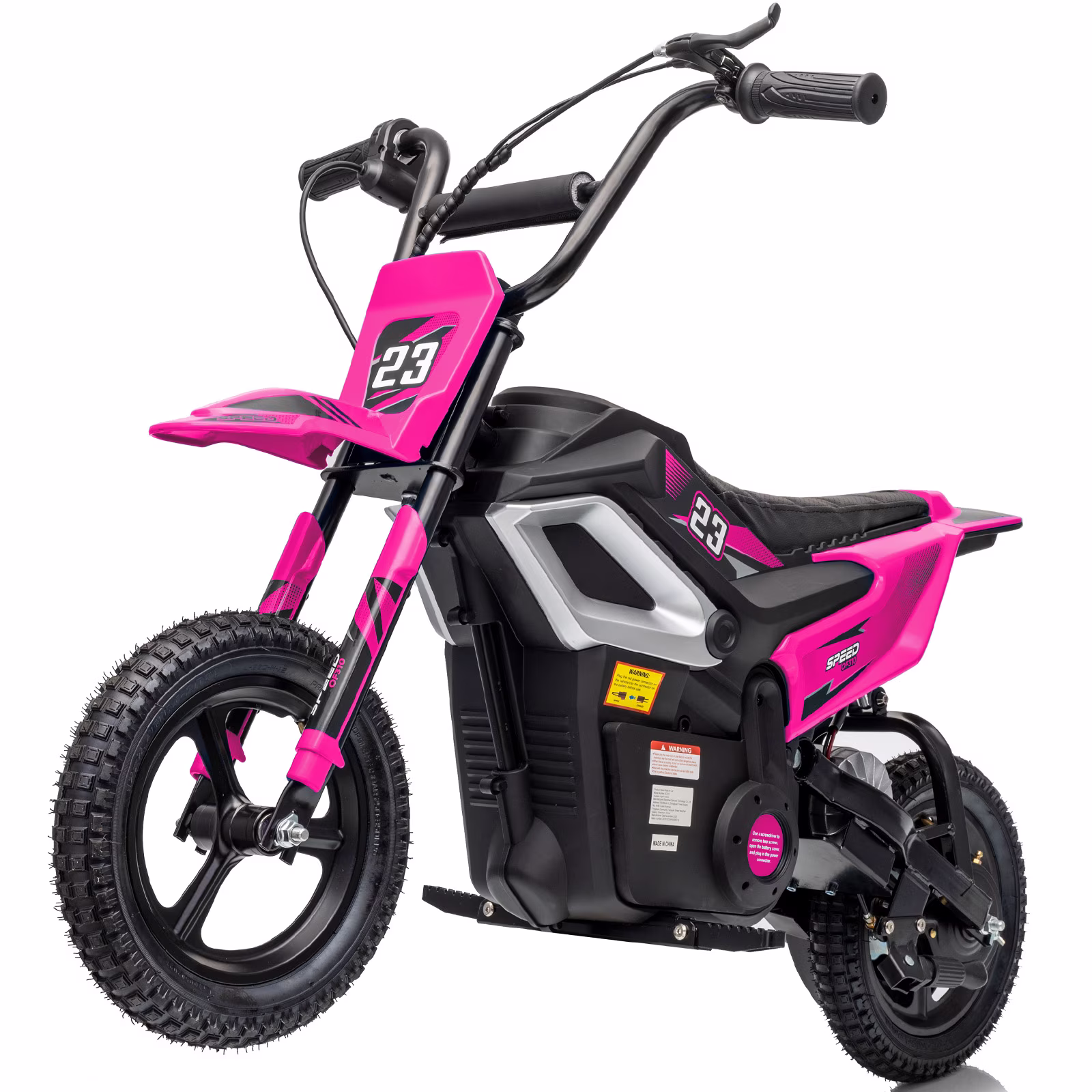 Hikiddo 24V Electric Dirt Bike, 250W Kids Ride on Toys for Kids 6-12, w/Rear Suspension and Bluetooth - Hot Pink