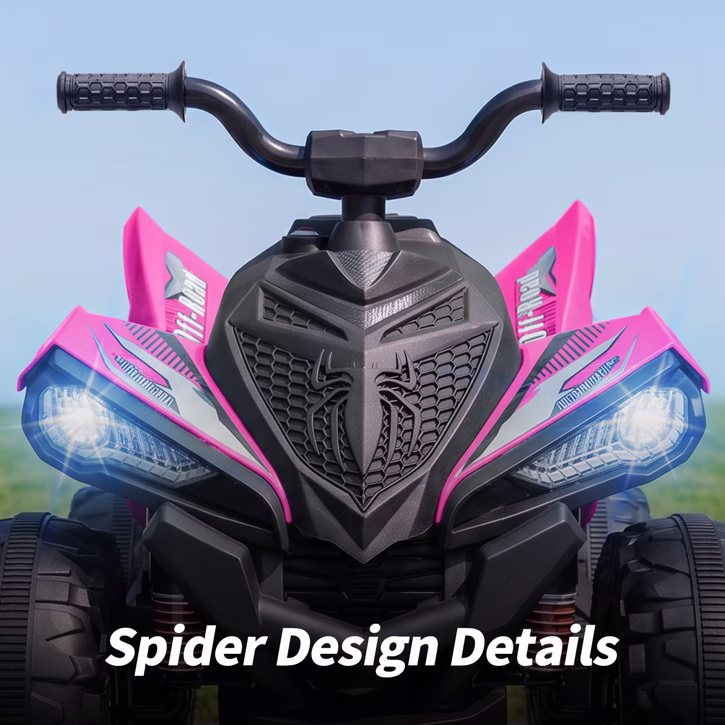 Hikiddo 24V Kids ATV, Spider Electric Four Wheeler Ride on ATV with 16" Extended Seat & Music Player - Hot Pink - Image 4