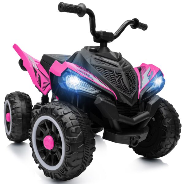 Hikiddo 24V Kids ATV, Spider Electric Four Wheeler Ride on ATV with 16" Extended Seat & Music Player - Hot Pink