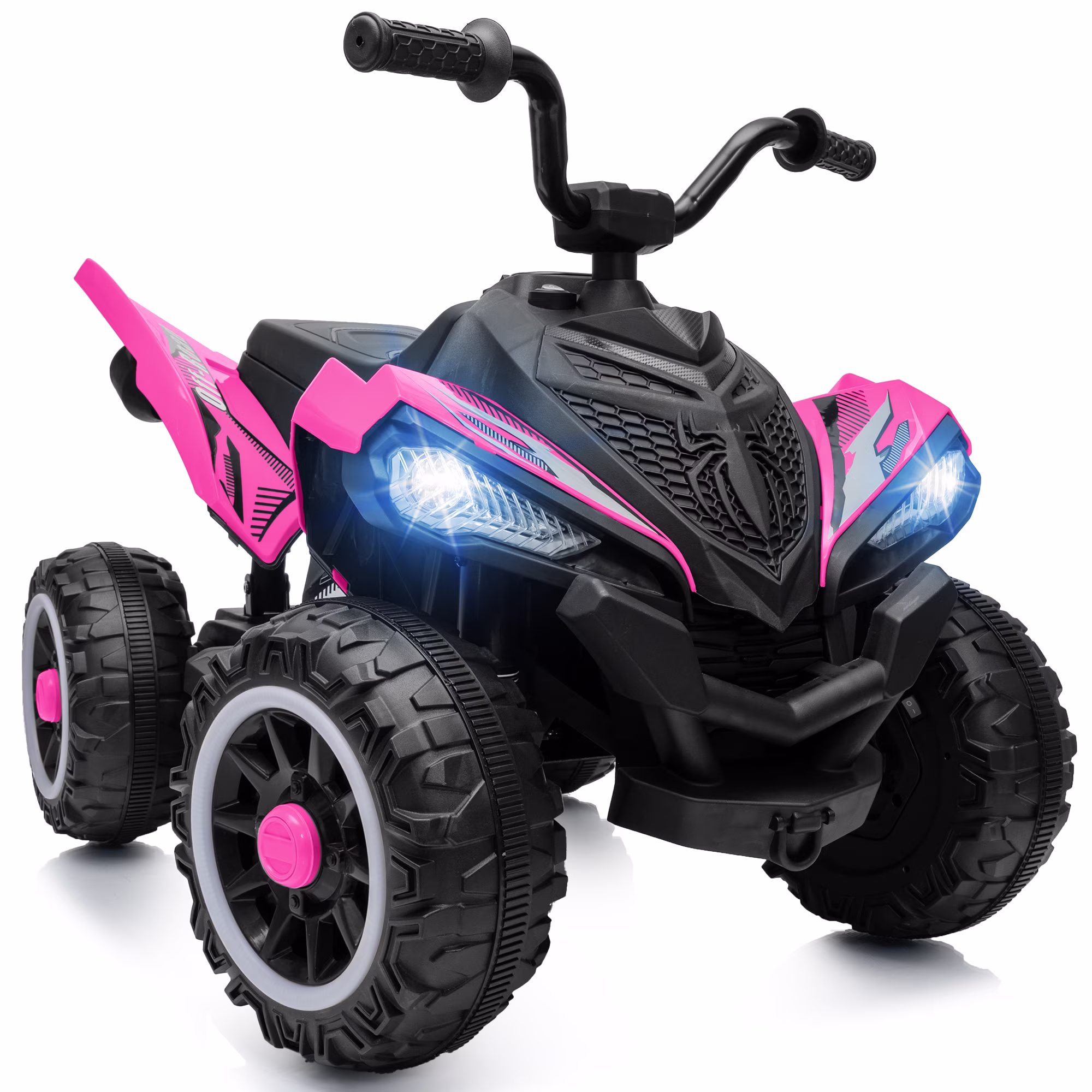 Hikiddo 24V Kids ATV, Spider Electric Four Wheeler Ride on ATV with 16" Extended Seat & Music Player - Hot Pink