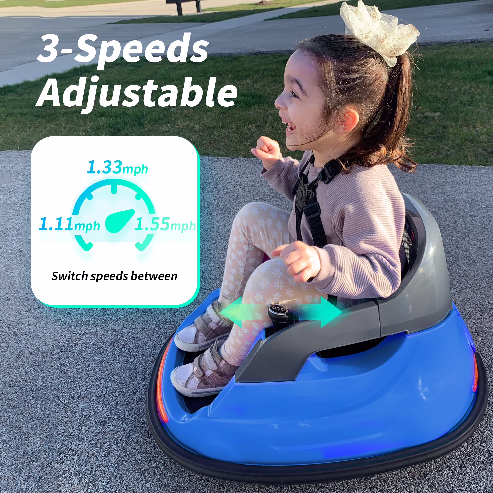 Hikiddo Bumper Car for Kids, 6V Powered Kids Ride on Toys Bumper Car for Toddlers Aged 3 4 5, w/ Remote, 3 Speed - Blue - Image 4