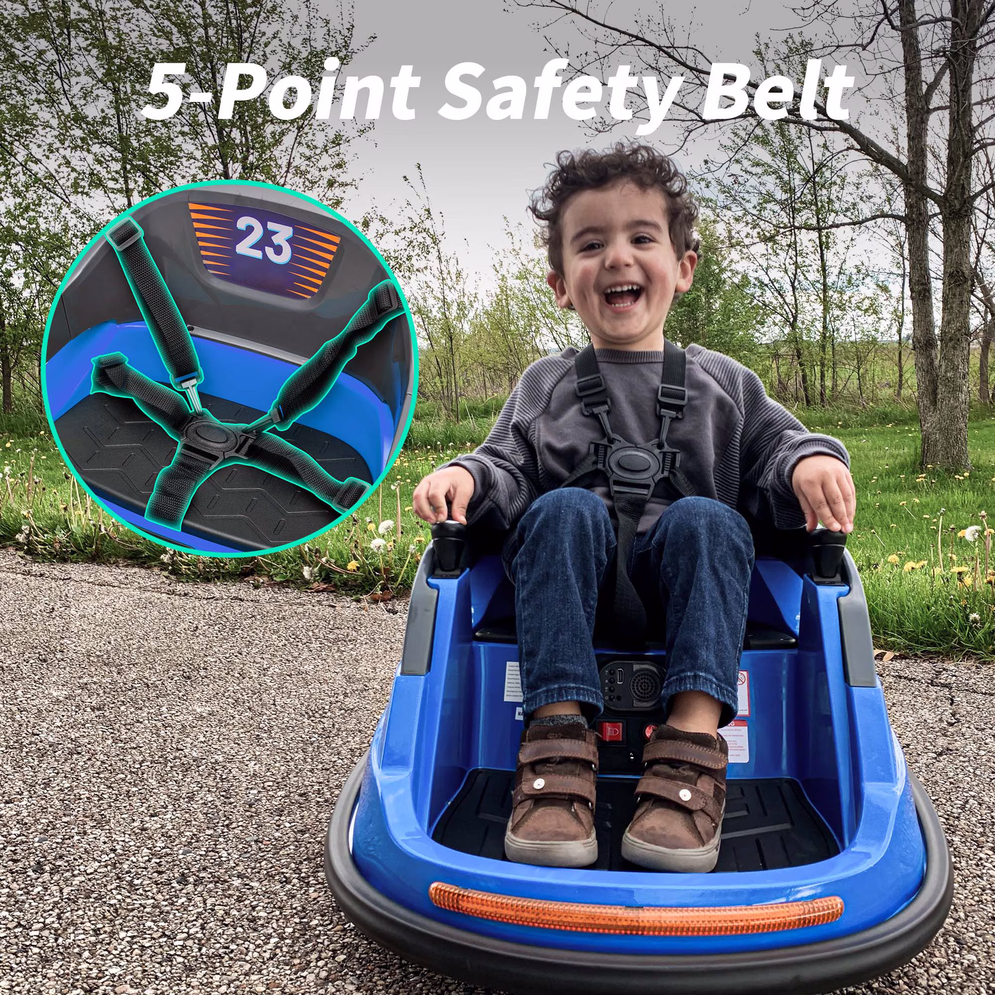Hikiddo Bumper Car for Kids, 6V Powered Kids Ride on Toys Bumper Car for Toddlers Aged 3 4 5, w/ Remote, 3 Speed - Blue - Image 2