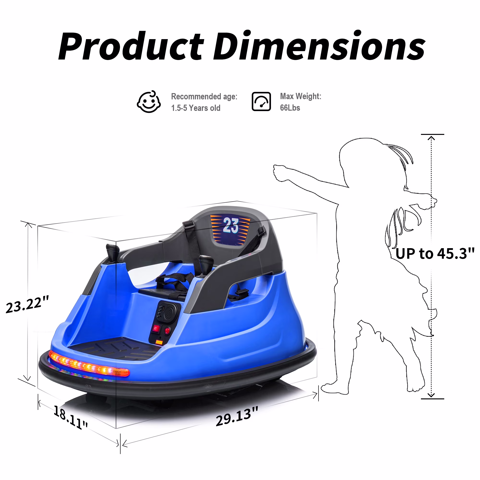 Hikiddo Bumper Car for Kids, 6V Powered Kids Ride on Toys Bumper Car for Toddlers Aged 3 4 5, w/ Remote, 3 Speed - Blue - Image 5