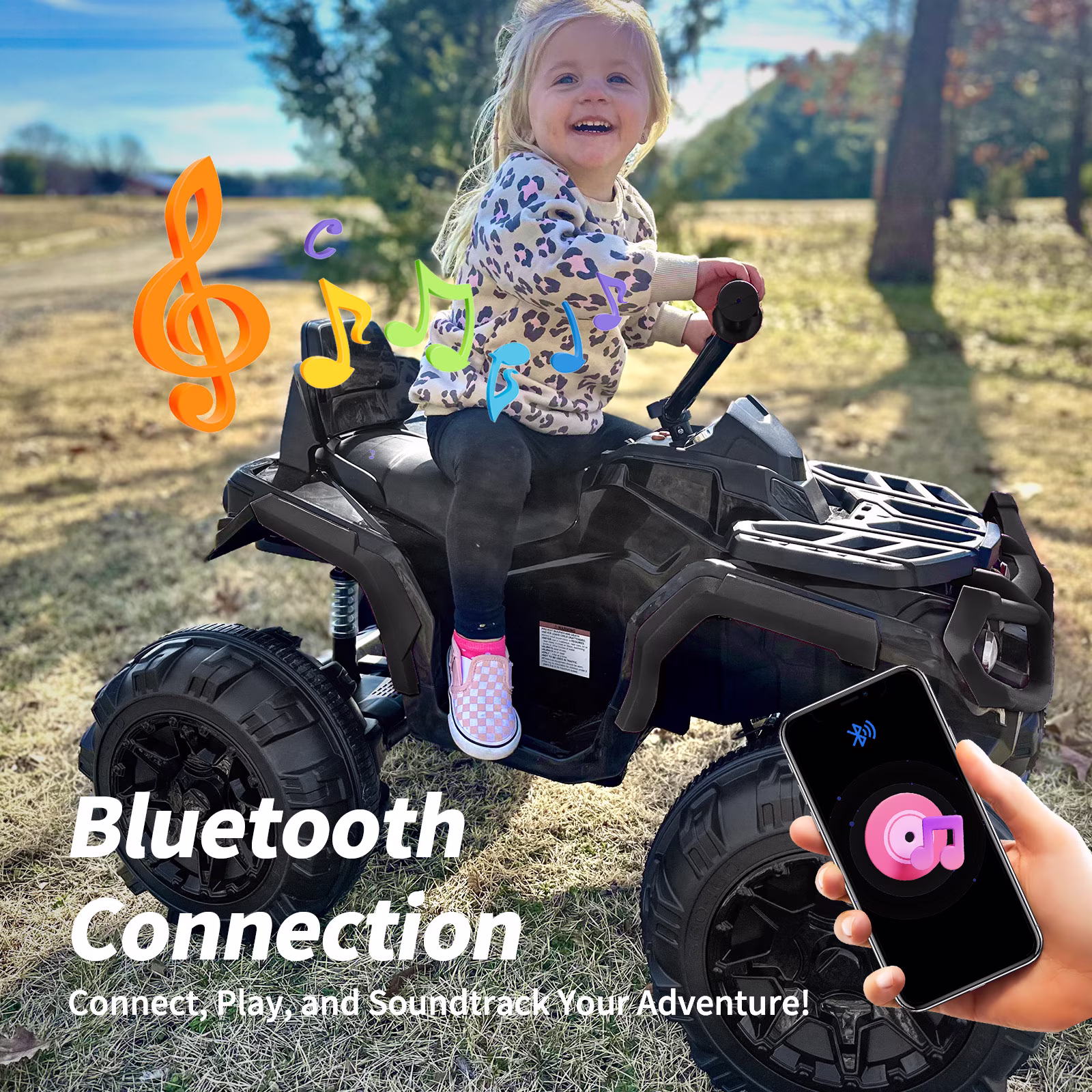 Hikiddo Kids ATV 4 Wheeler, 24V Kids Ride on Toy for Big Kid w/Bluetooth, 400W Motor - Black - Image 2