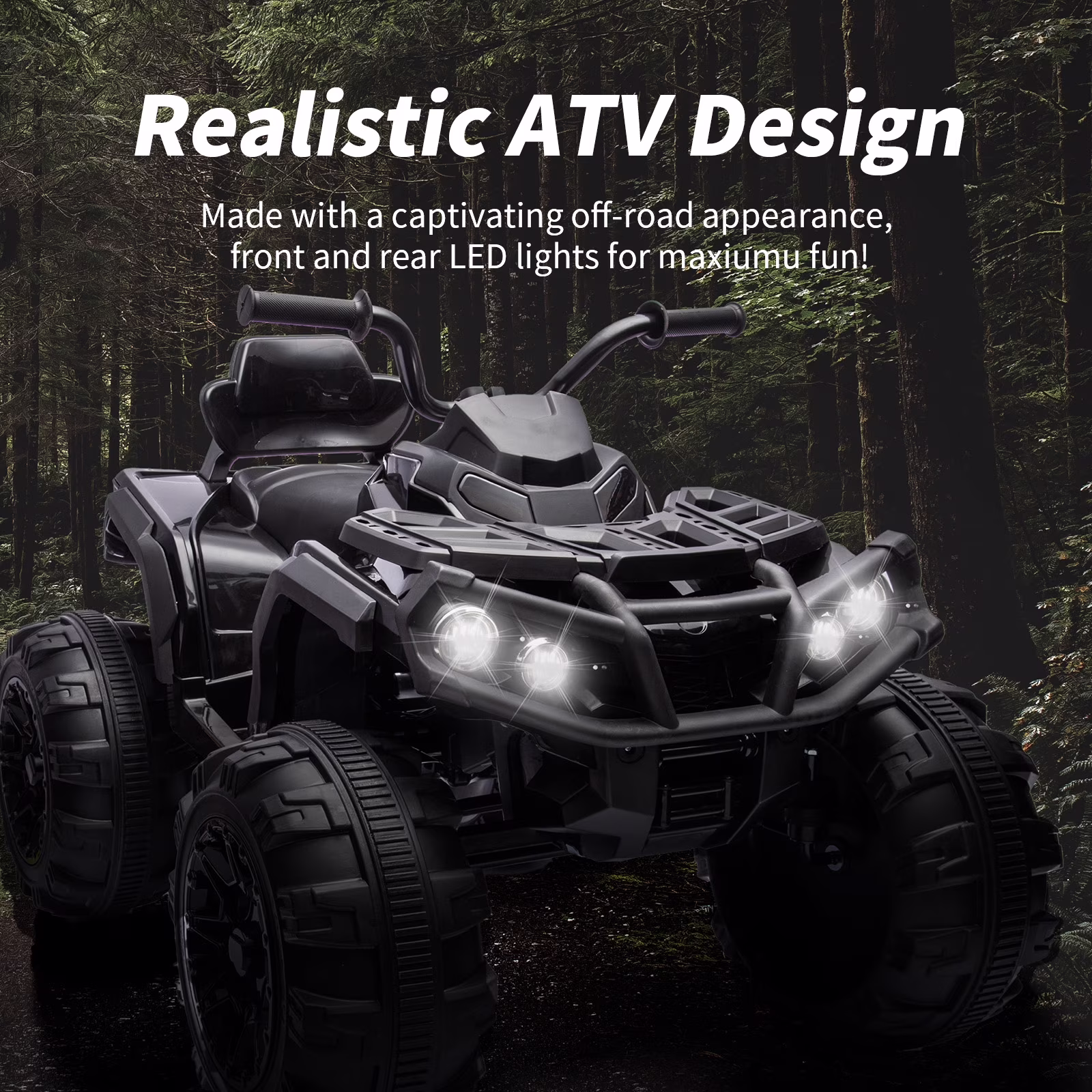 Hikiddo Kids ATV 4 Wheeler, 24V Kids Ride on Toy for Big Kid w/Bluetooth, 400W Motor - Black - Image 3