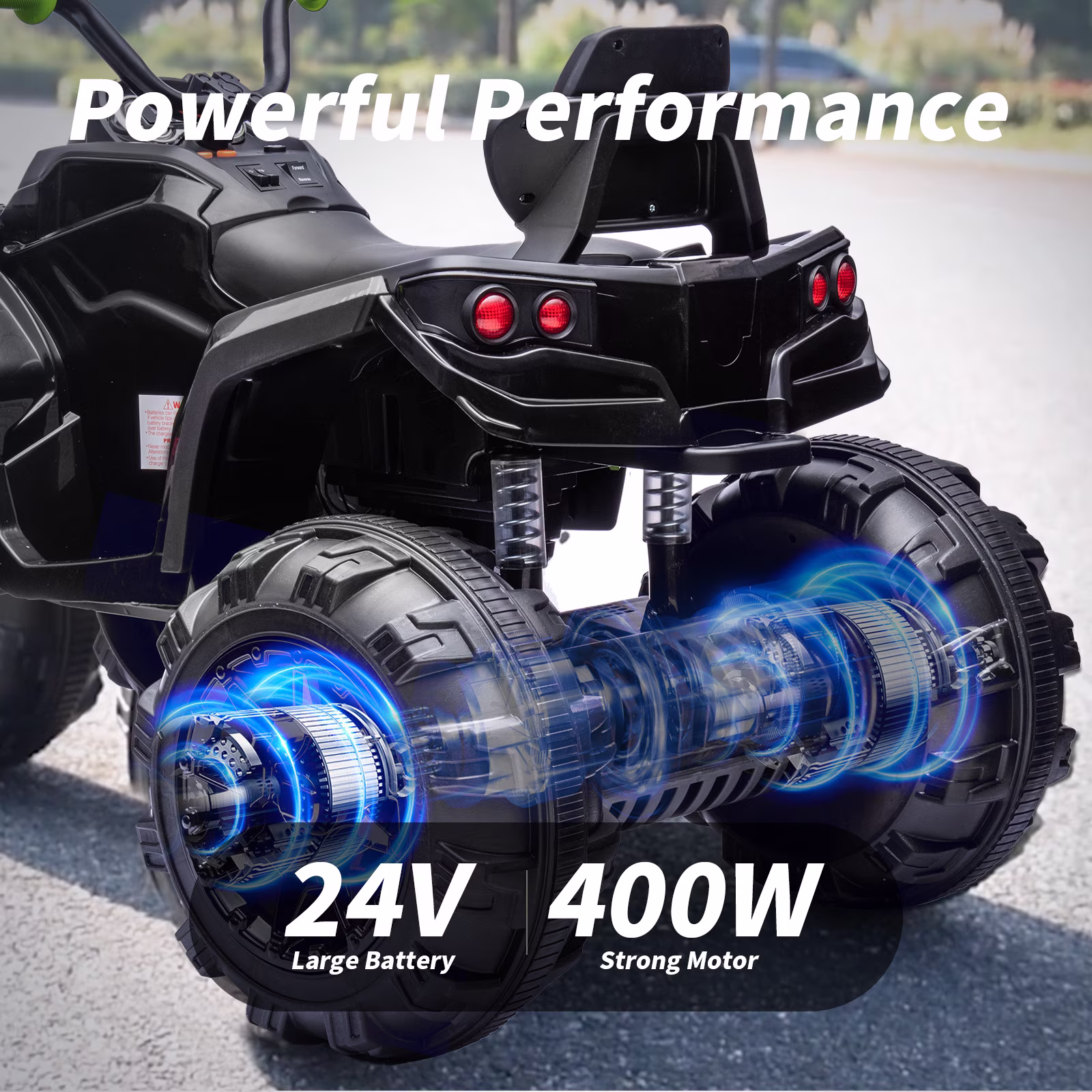 Hikiddo Kids ATV 4 Wheeler, 24V Kids Ride on Toy for Big Kid w/Bluetooth, 400W Motor - Black - Image 5