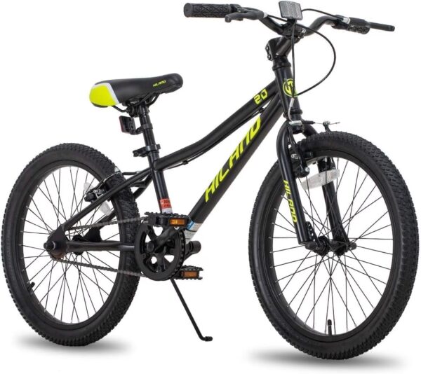 Hiland 20 inch Kids Mountain Bike for Girls Boys with Dual Handbrakes Kickstand, Black