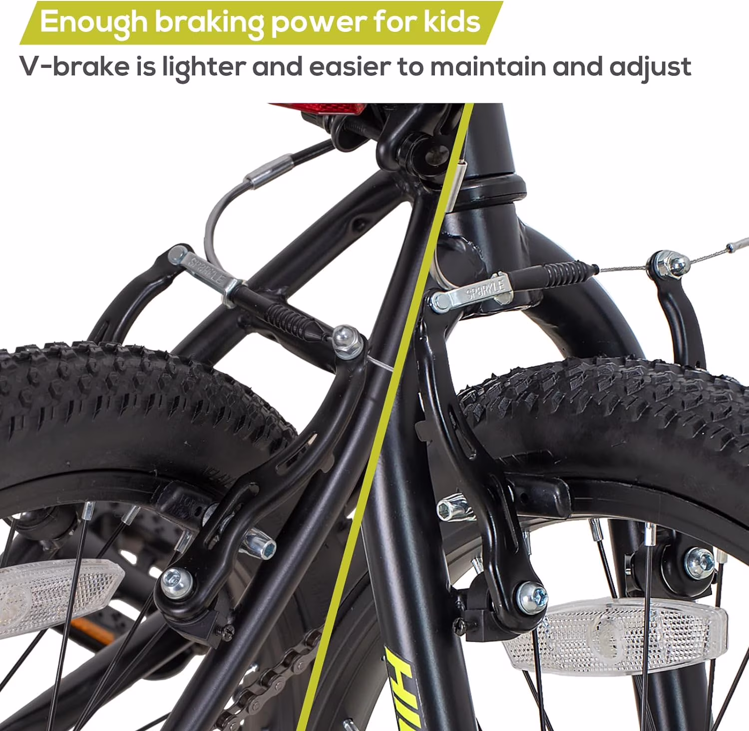 Hiland 20 inch Kids Mountain Bike for Girls Boys with Dual Handbrakes Kickstand, Black - Image 3