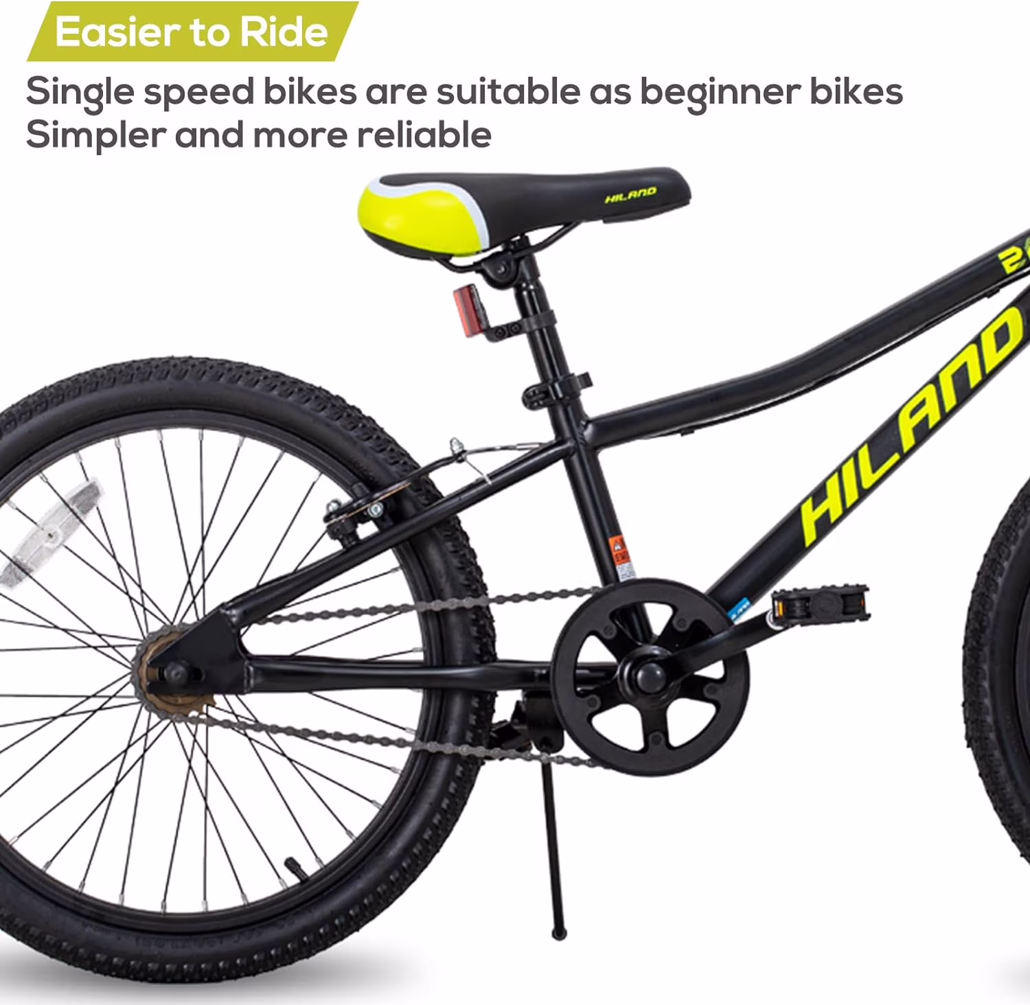 Hiland 20 inch Kids Mountain Bike for Girls Boys with Dual Handbrakes Kickstand, Black - Image 5