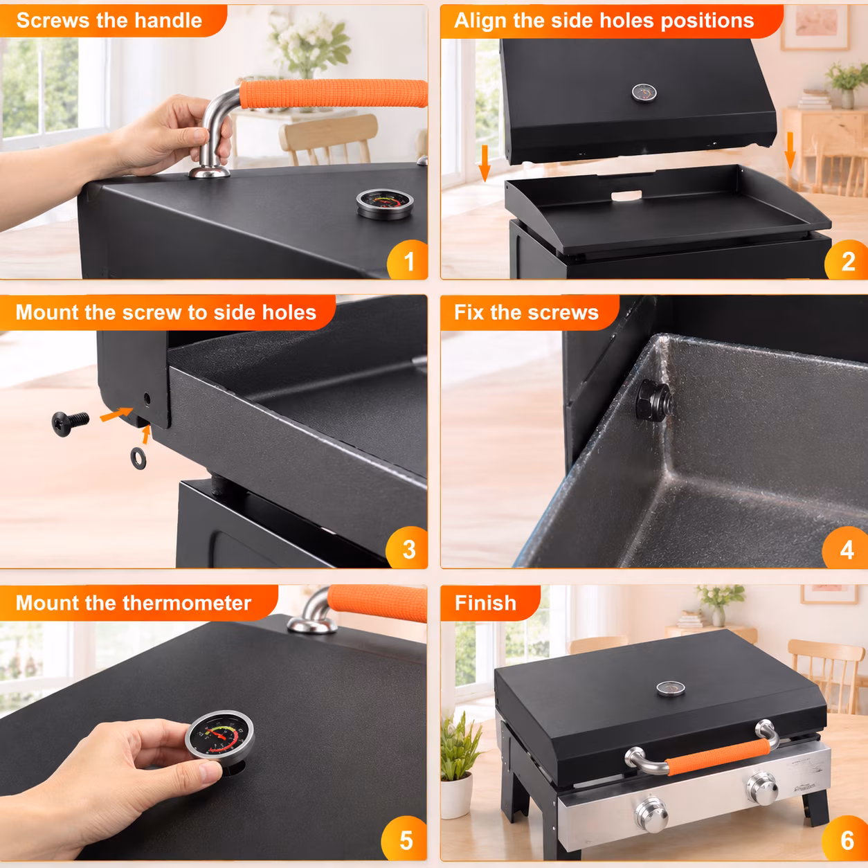 Hinged Lid for 22 Inch Blackstone Griddle, Stainless Steel Hood with Temperature Gauge - Image 3