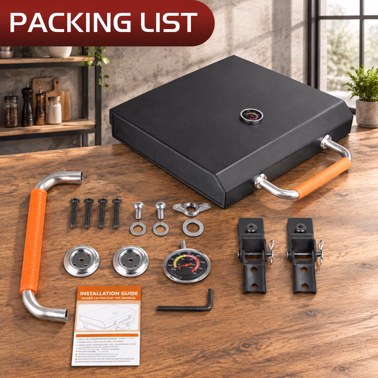 Hinged Lid for 22in Griddle, Hard Hood for Blackstone 22 Inch Omnivore Adventure Ready Tabletop Griddles - Image 3