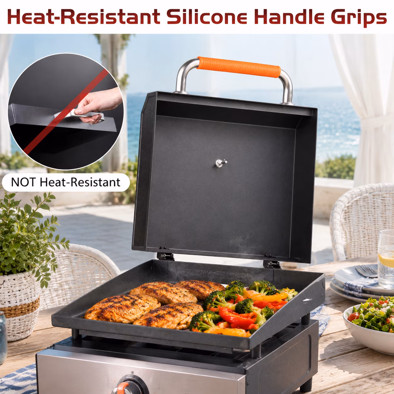 Hinged Lid For Blackstone 17 Inch Griddle Hood Cover With Adventure Ready 17in 1832 1971 1900 1814 Flat Top Tabletop Grill Replace - Image 2