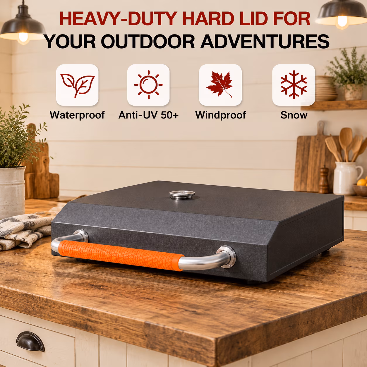 Hinged Lid For Blackstone 17 Inch Griddle Hood Cover With Adventure Ready 17in 1832 1971 1900 1814 Flat Top Tabletop Grill Replace - Image 3