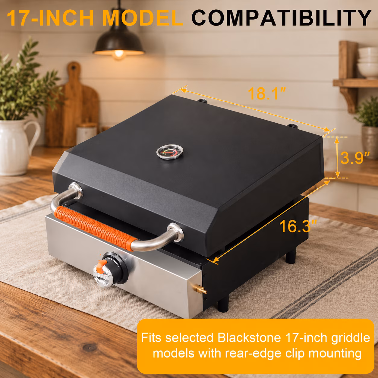 Hinged Lid Hard Cover for 17 Inch Griddles, Fits Blackstone Models, Rust-Resistant Grill Accessory - Image 5