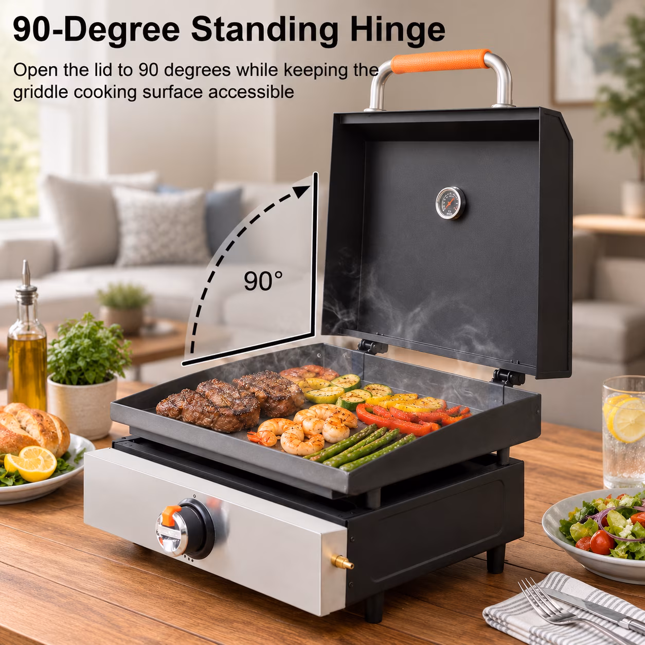Hinged Lid Hard Cover for 17 Inch Griddles, Fits Blackstone Models, Rust-Resistant Grill Accessory - Image 3
