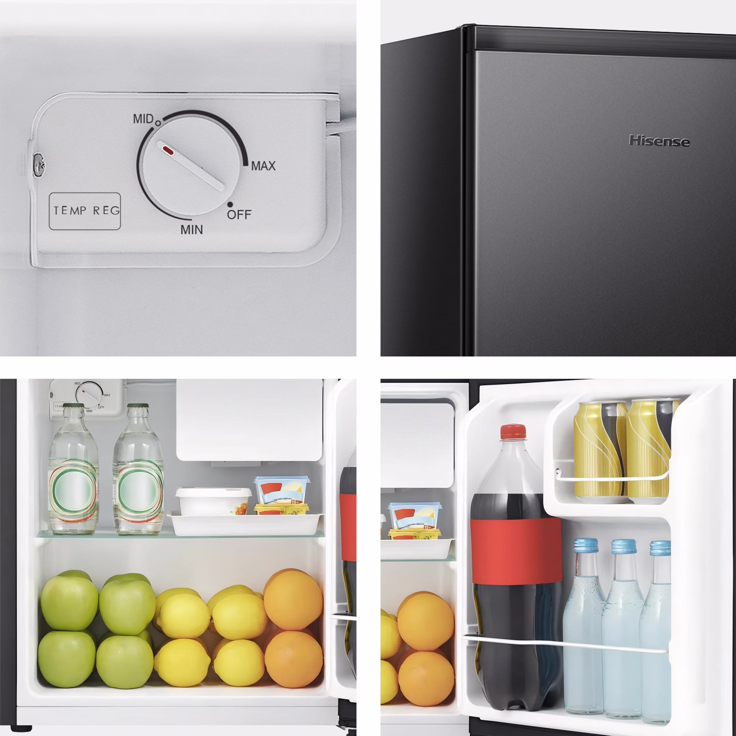 Hisense 1.6 Cu ft Single Door Mini Fridge, Black, Energy Star, 1 Year Warranty, WMS017M6XBE New - Image 3