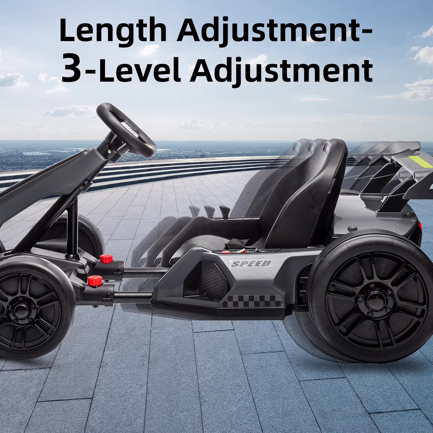 Historyli 24V Electric Go Kart,Powerful Drift Kart,Adjustable Seat,8mph Speed,Led Lights,Outdoor Riding Toy for Ages 6-15Y,Grey - Image 5