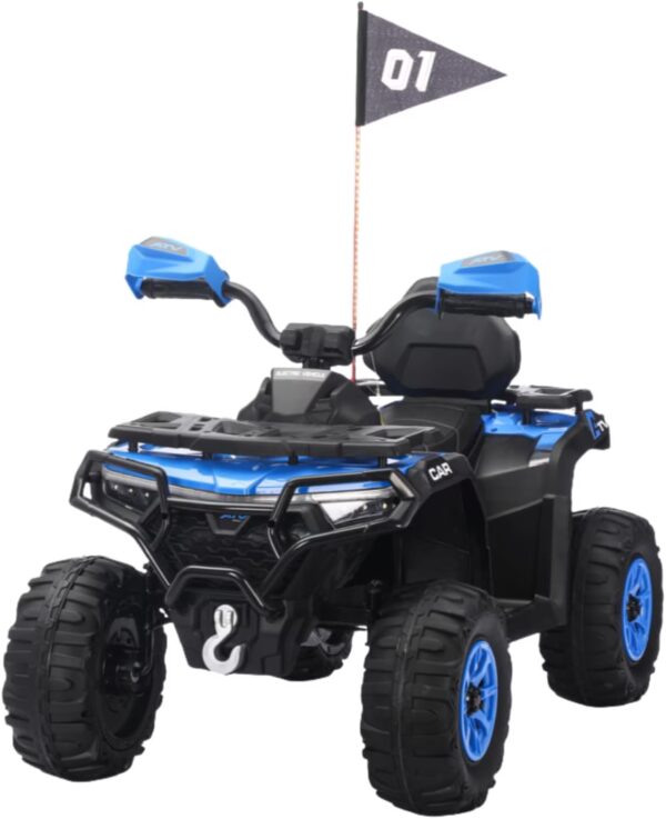 Rugerasy 12V 4 Wheeler ATV,Ride on Eletric Motorcycle, 2-Seater Electric Vehicle Toy Car with High&Low Speed, Music, Led Lights for 3-8 Years,Blue