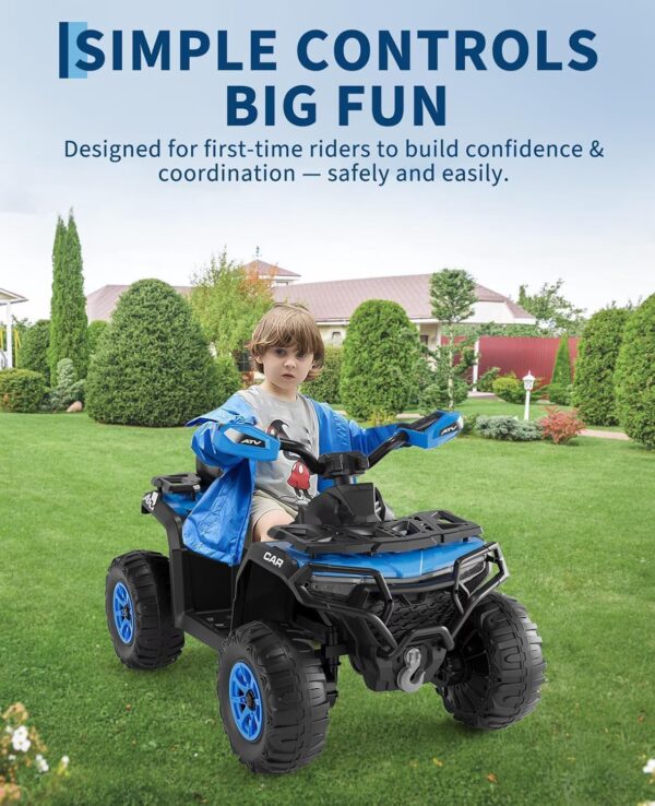 Historyli Powered Ride Ons,12V 4 Wheeler ATV,Ride on Eletric Motorcycle,2-Seater Electric Vehicle Toy Car with High&Low Speed,Music,Led Lights for 3-8 Years,Blue