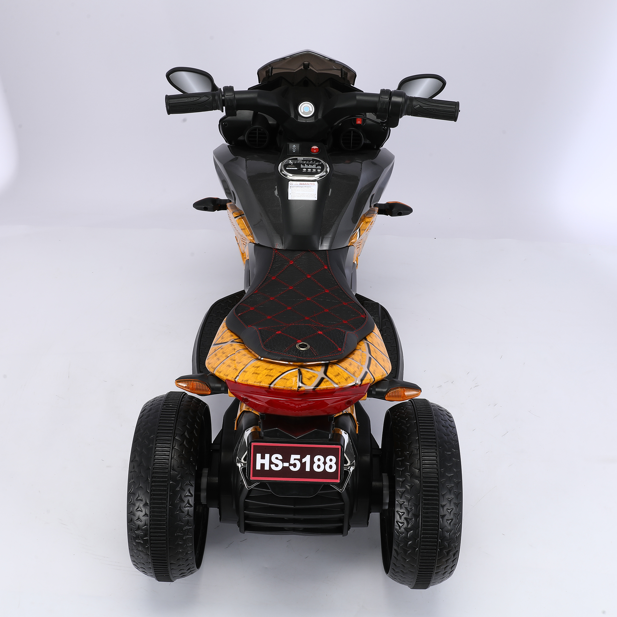 HNH Kids Motorcycle for 3-6 Year old, 3-Wheels Ride On Motorcycle, 12V Battery Powered Motorbike with PU Seat Training Wheels/Manual Throttle/Lighting Wheels/Wireless,Red - Image 3