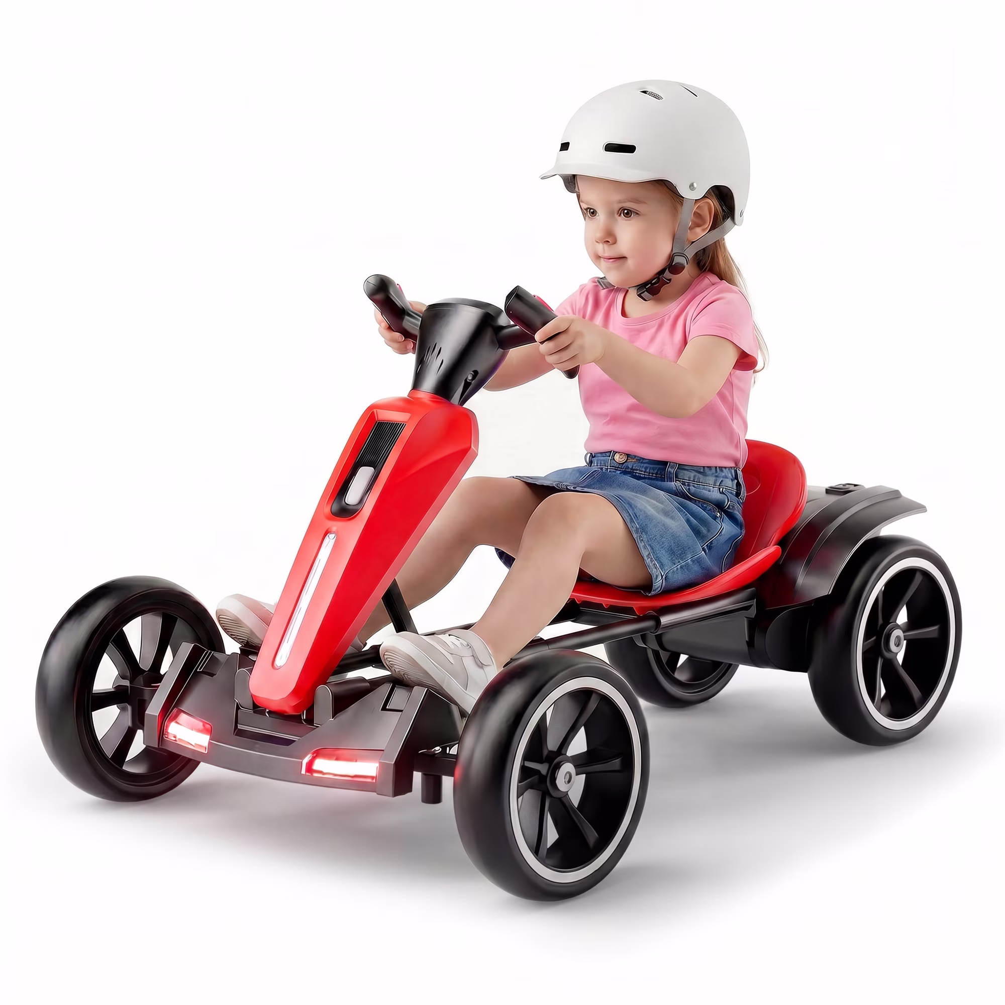 Holaki 12V Electric Go Kart for Kids, Battery Powered Ride on Toy with Adjustable Seat, Music, LED Lights, EVA Wheels & Forward/Reverse Driving, Red, Ages 3 - Image 5