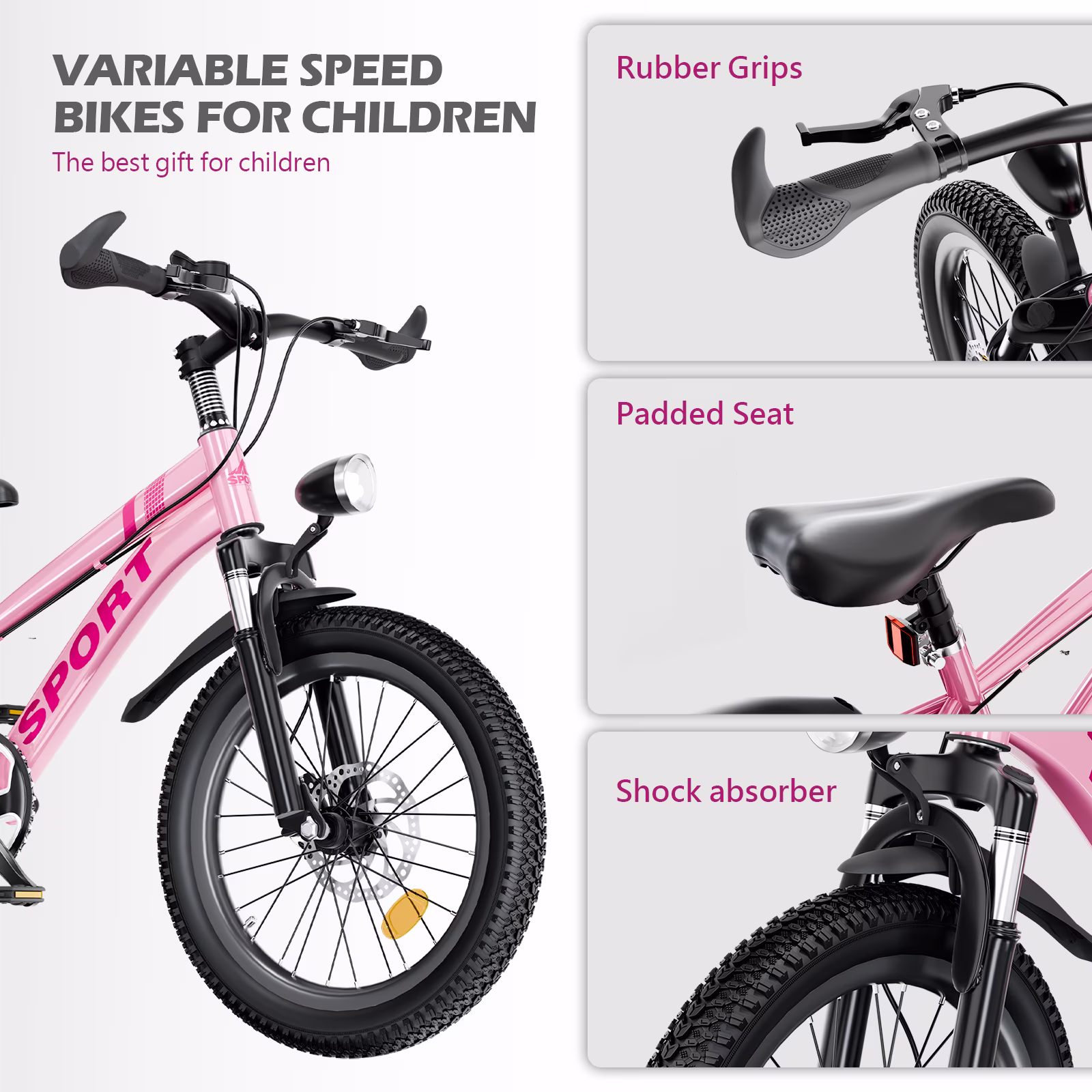 Holaki 20 Inch Kids Boys Girls Bike for 8-13 Years Old, Kids Bicycle Adjustable Seat with Basket, 7-Speed Gears, Dual Disc Brakes & Shock Absorber Front Fork for Birthday Gift, Pink - Image 3
