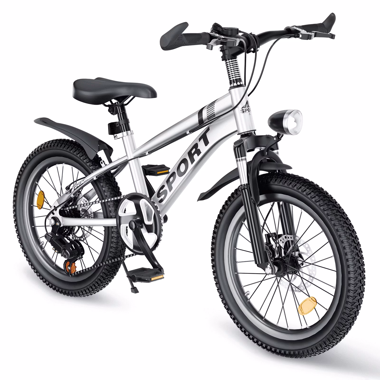 Holaki 24 Inch Kids Boys Girls Bike for 10-14 Years Old, Kids Bicycle Adjustable Seat with Basket, 7-Speed Gears, Dual Disc Brakes & Shock Absorber Front Fork for Birthday Gift, Silver