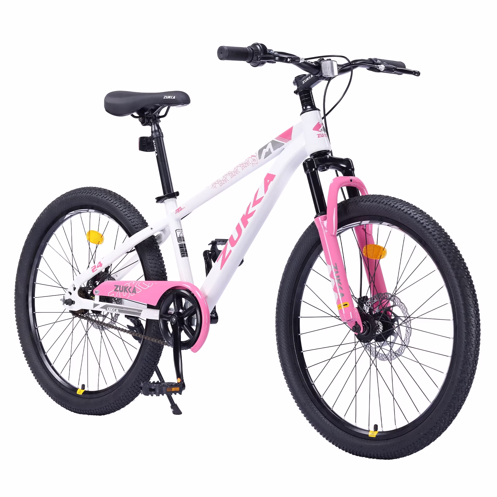 Holaki 24-inch Kids Mountain Bike for Boys Girls Ages 9–12, Durable Steel Frame Kid Bicycle with Suspension Fork & Double Disc Brakes, White