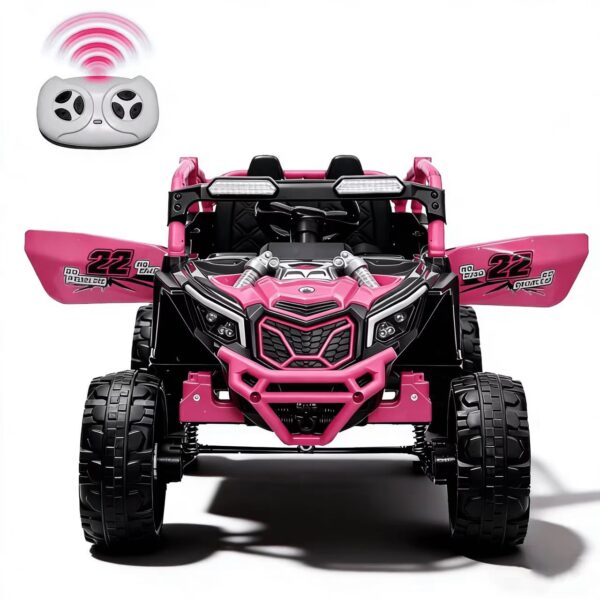Holaki 24V Kids Ride On UTV, 120Wh Battery, Dual 380W Motors, Top Speed 4.97 MPH, Ages 3-6, Remote Control, Bluetooth, LED Lights, Pink
