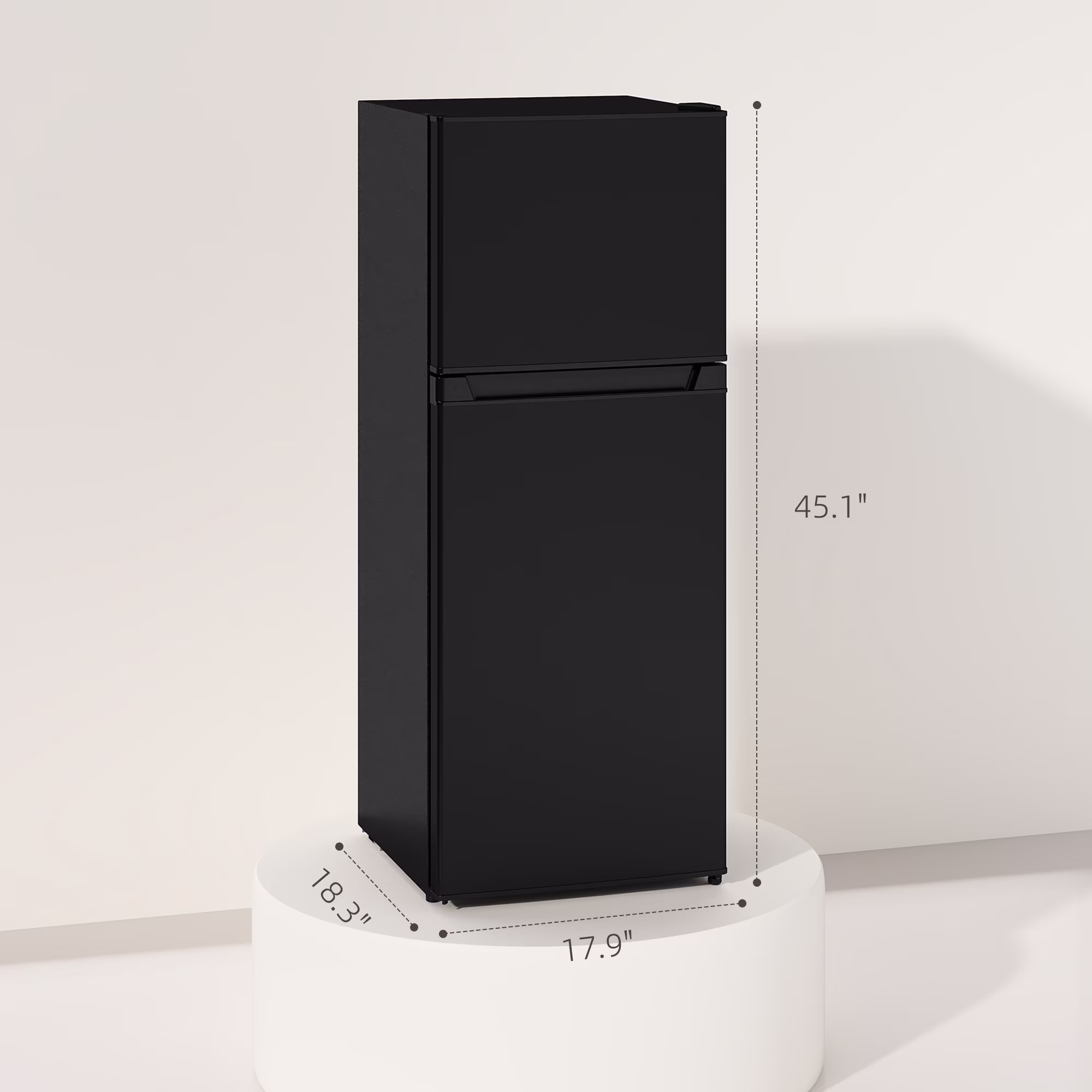 HOMCOM Small Fridge with Freezer, 4 Cu Ft Refrigerator with Shelves, Black - Image 3