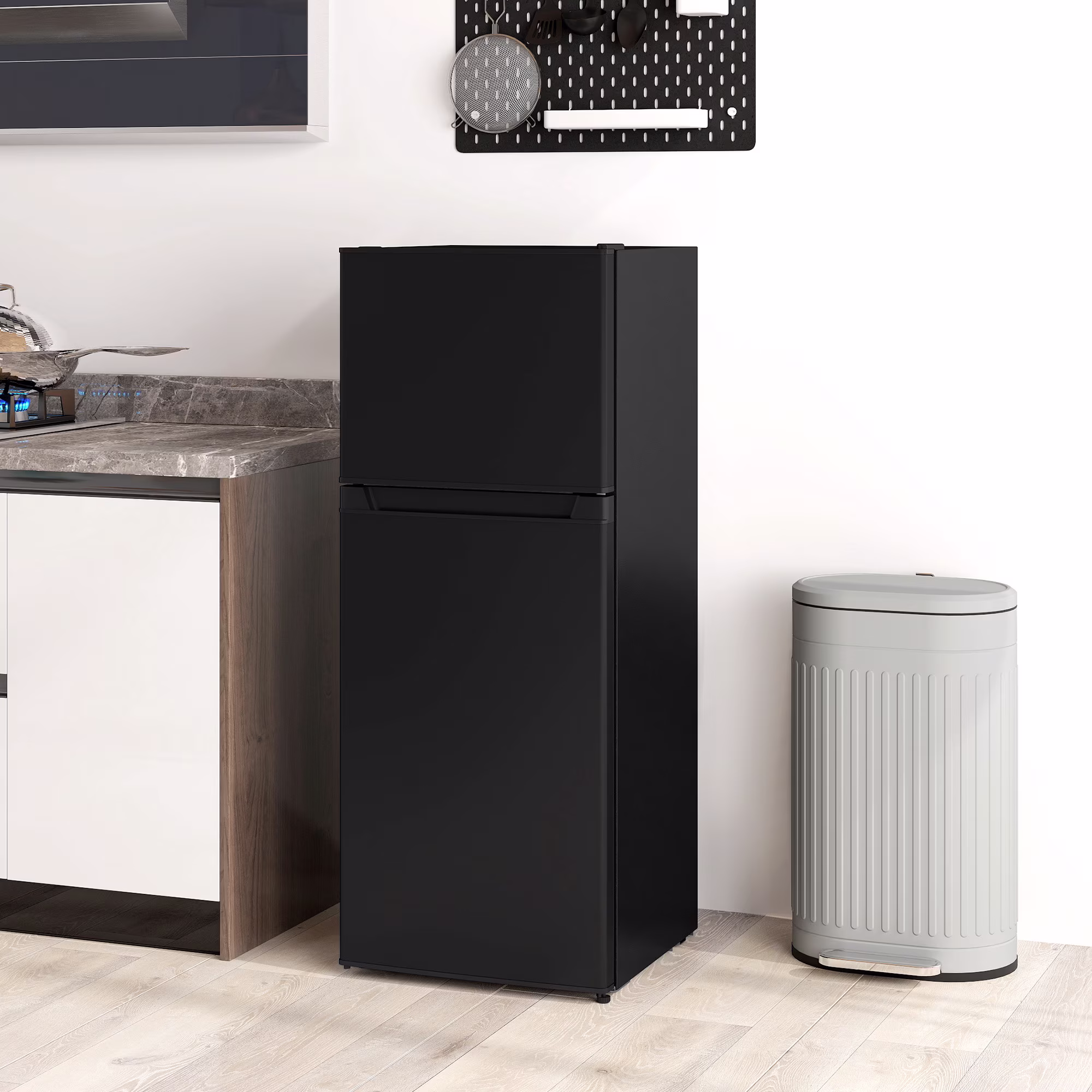 HOMCOM Small Fridge with Freezer, 4 Cu Ft Refrigerator with Shelves, Black - Image 2