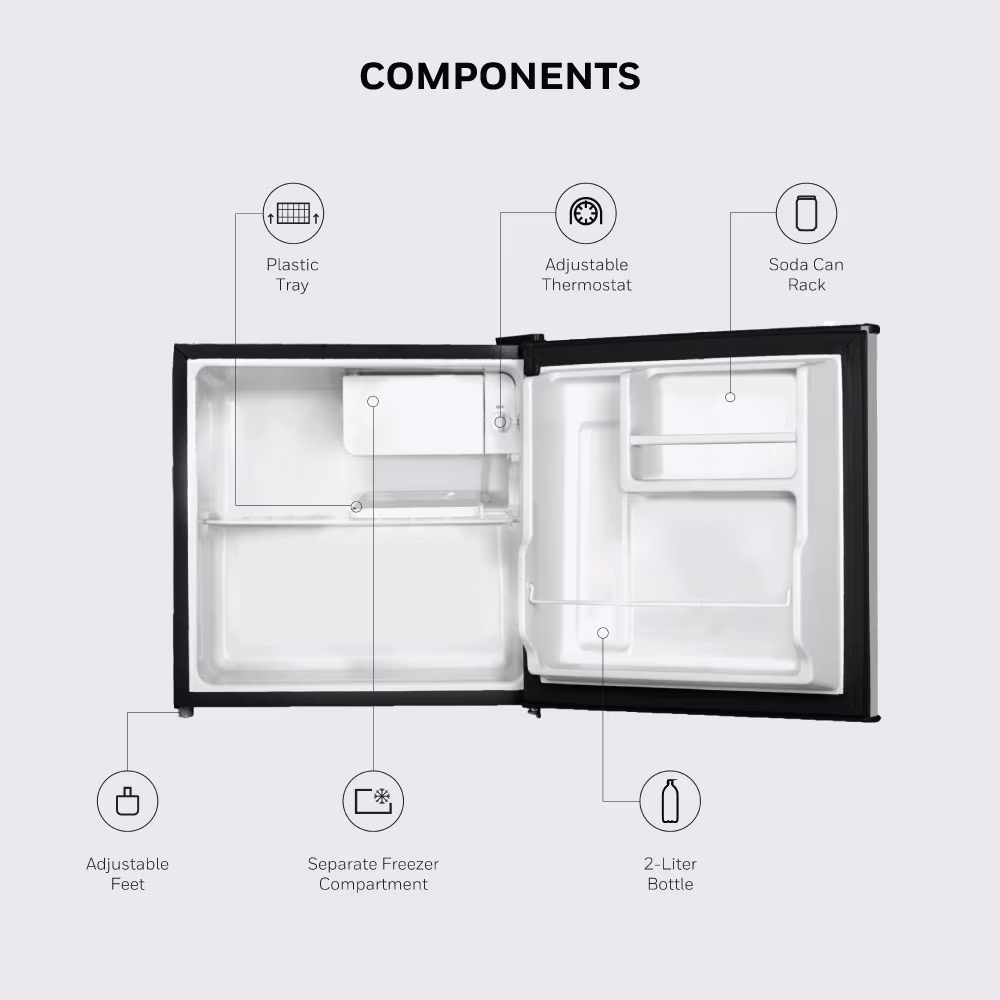 Honeywell 1.6 Cu Ft Compact Refrigerator, Black - Image 3